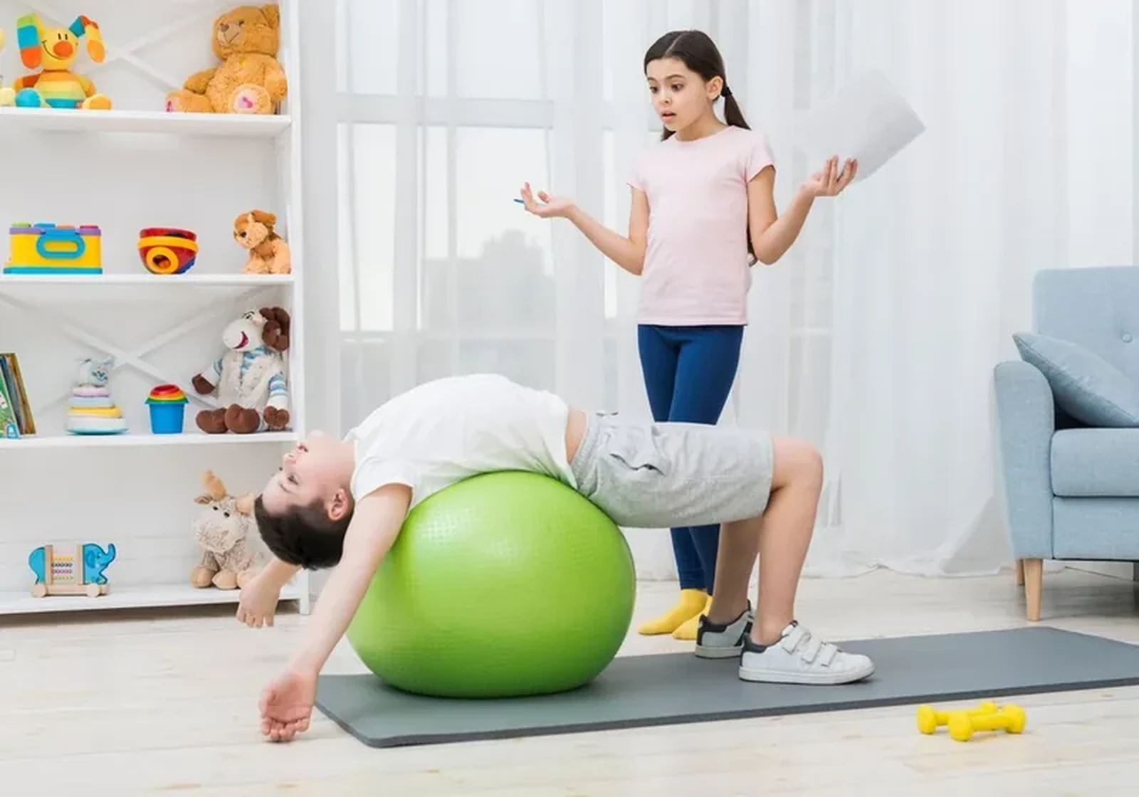 A child working on strength and balance